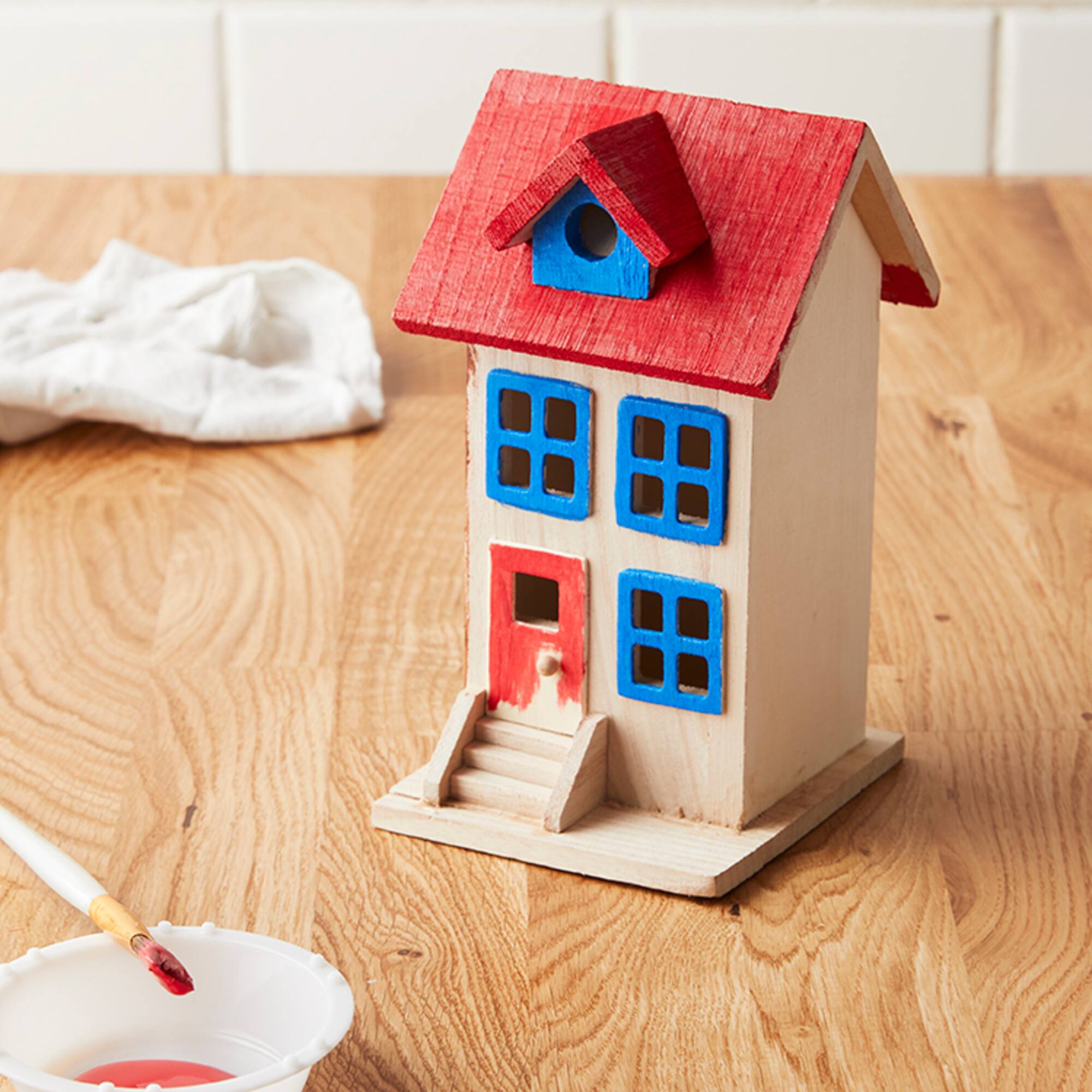 8 Pack: 7.5" Unfinished Wood Townhouse Birdhouse by Make Market®